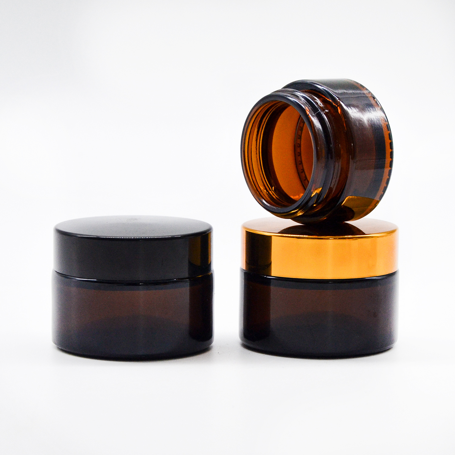 50ml clear glass jar for cosmetic with gold screw cap and white gasket fast selling