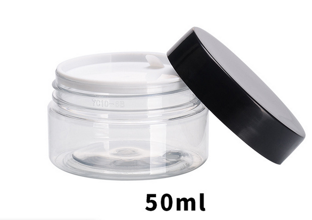 50ml clear makeup skincare body butter lotion scrub containers with silver cap