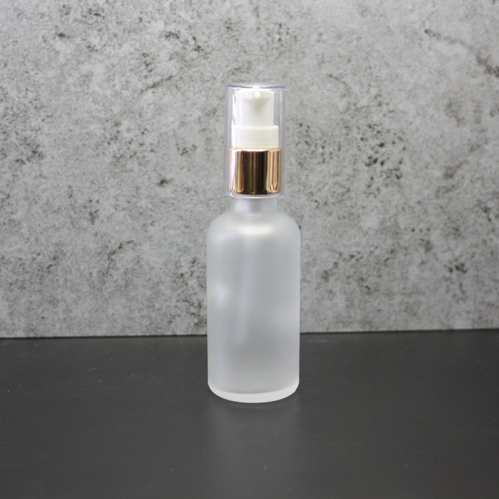 50ml clear matte glass cosmetic serum dropper bottle with pump R-141D