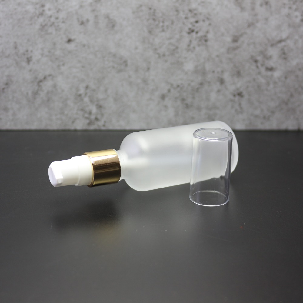 50ml clear matte glass cosmetic serum dropper bottle with pump R-141D