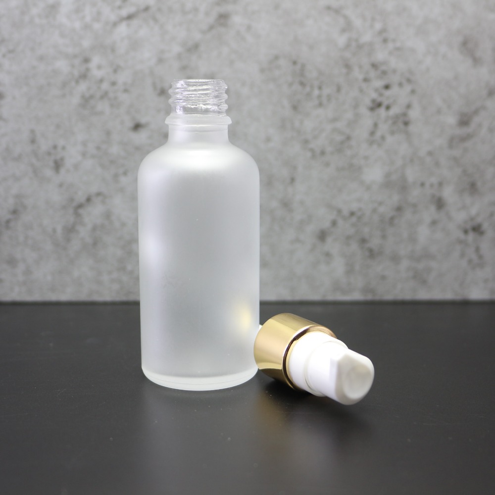 50ml clear matte glass cosmetic serum dropper bottle with pump R-141D