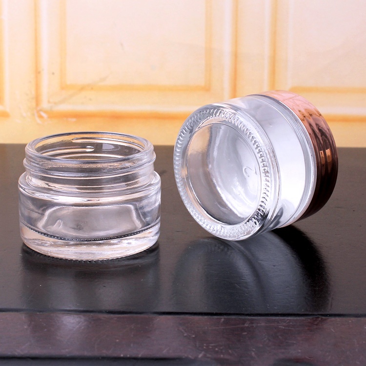 50ml clear round glass jar for medicine skin whitening face cream with plastic lids