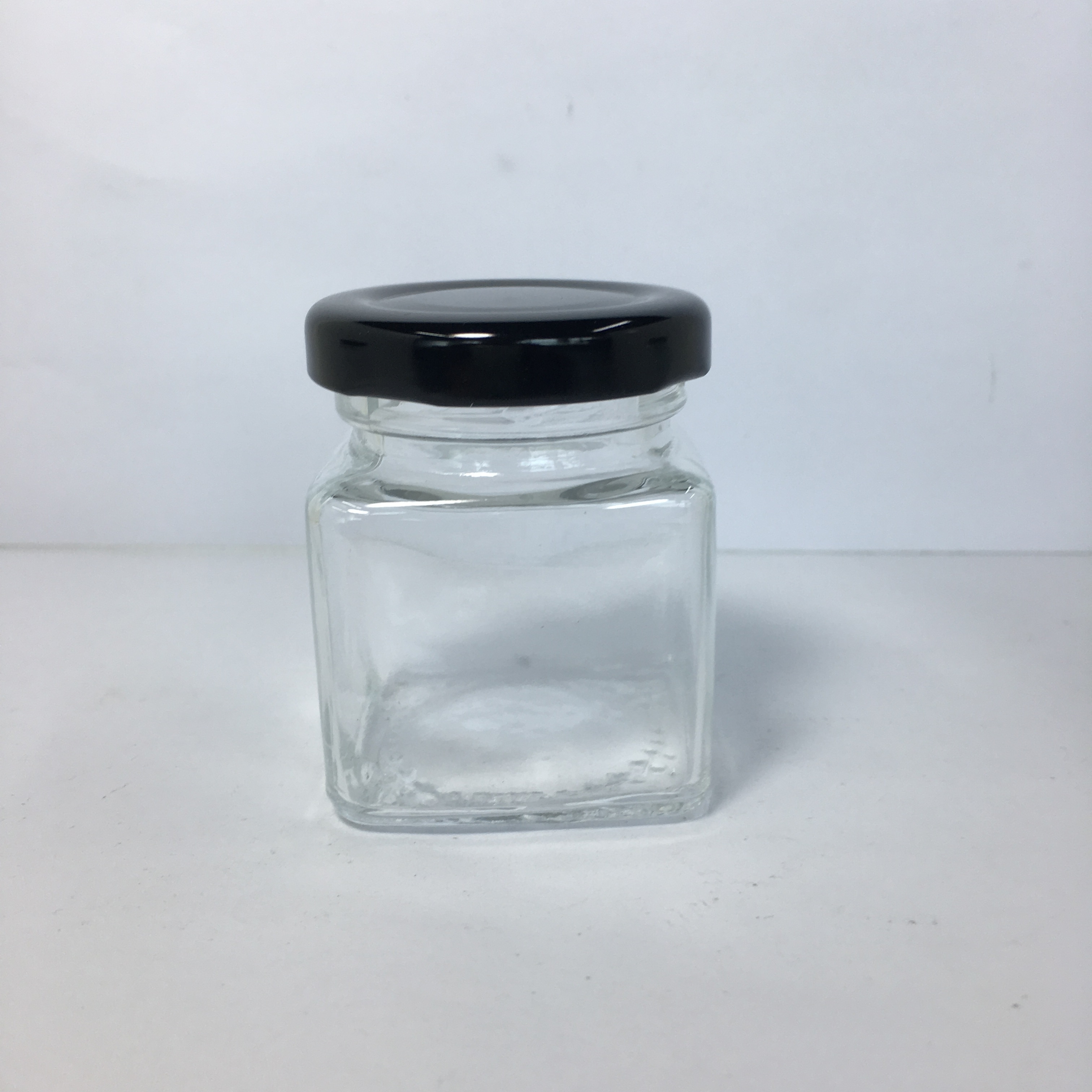50ml clear square glass jar with metal lid for honey jam, 50ml clear square glass peanut butter jars with screw metal cap
