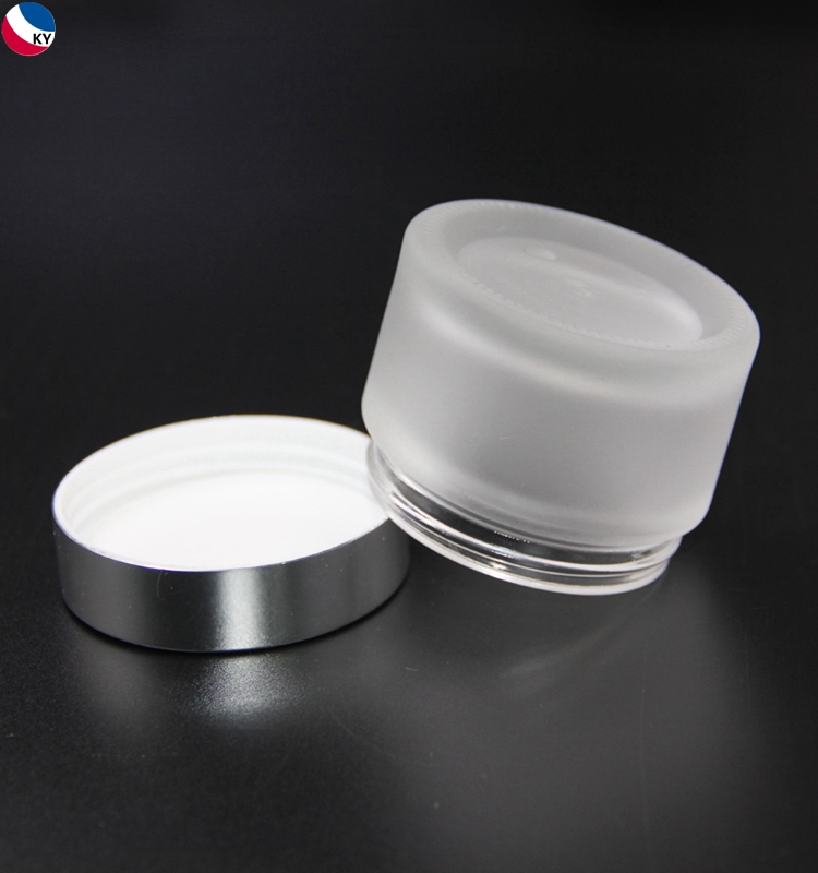 50ml cosmetic frosting glass bottle aluminum gold cap 50g cosmetic glass container cream jar