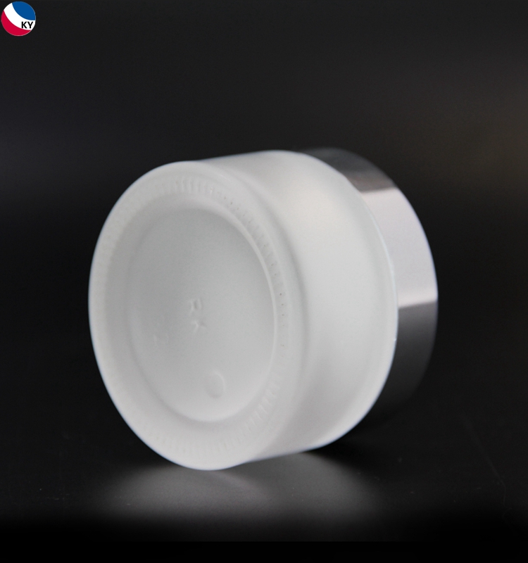 50ml cosmetic frosting glass bottle aluminum gold cap 50g cosmetic glass container cream jar