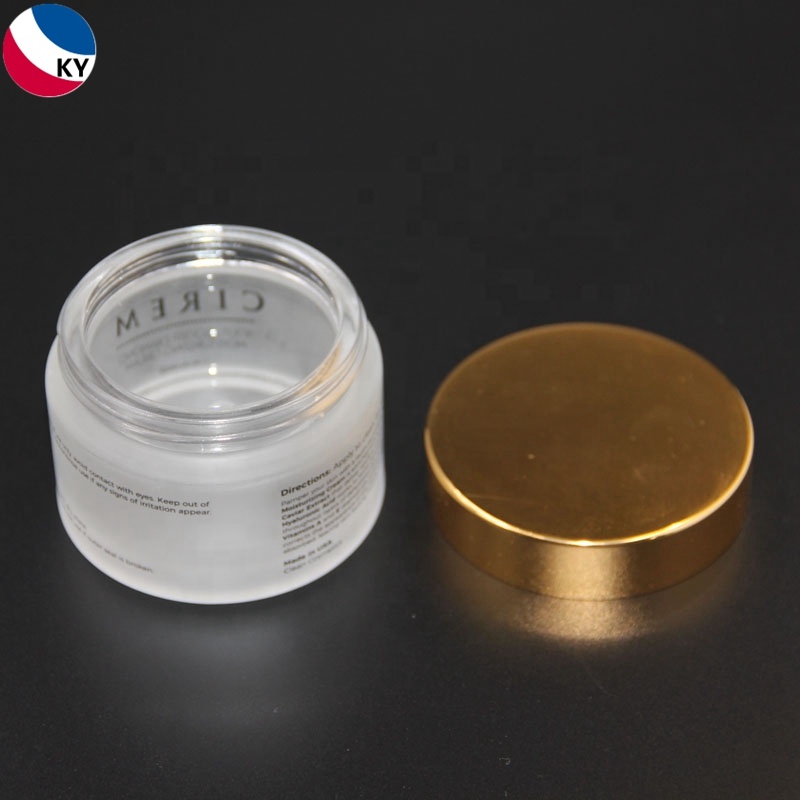 50ml cosmetic frosting glass bottle aluminum gold cap 50g cosmetic glass container cream jar