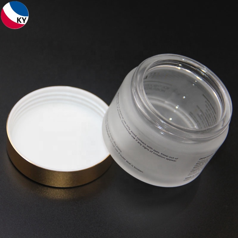 50ml cosmetic frosting glass bottle aluminum gold cap 50g cosmetic glass container cream jar