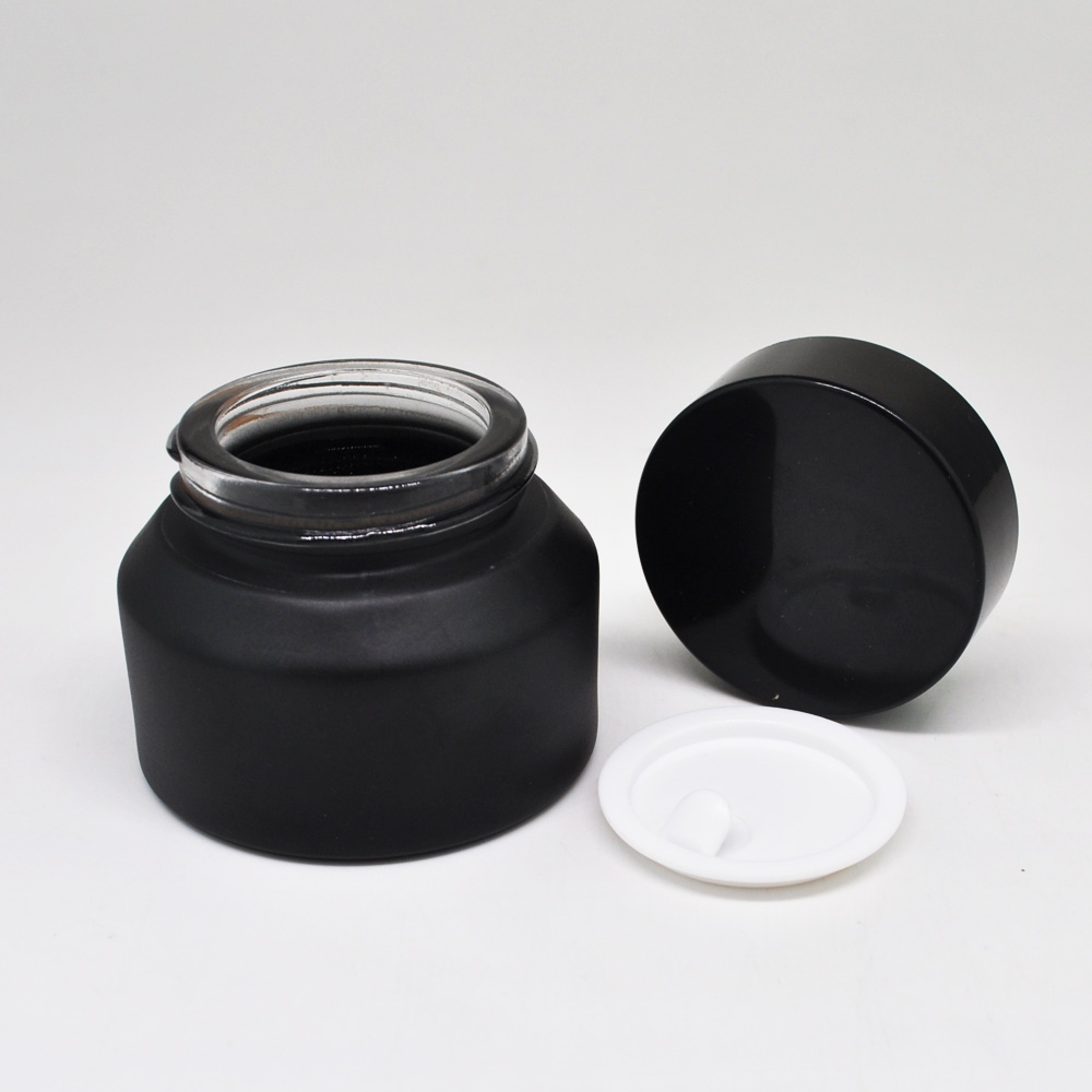 50ml cosmetic oblique shoulder luxury cream glass jar with metal lid