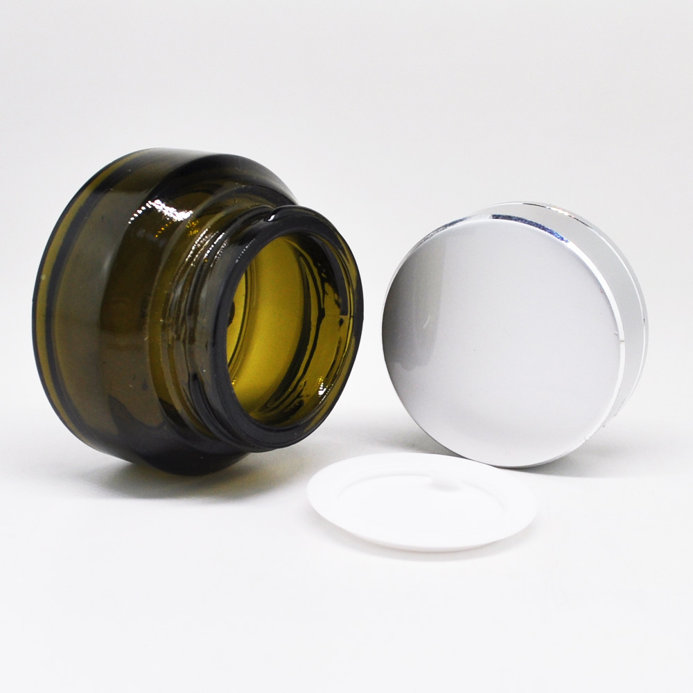 50ml cosmetic oblique shoulder luxury cream glass jar with metal lid