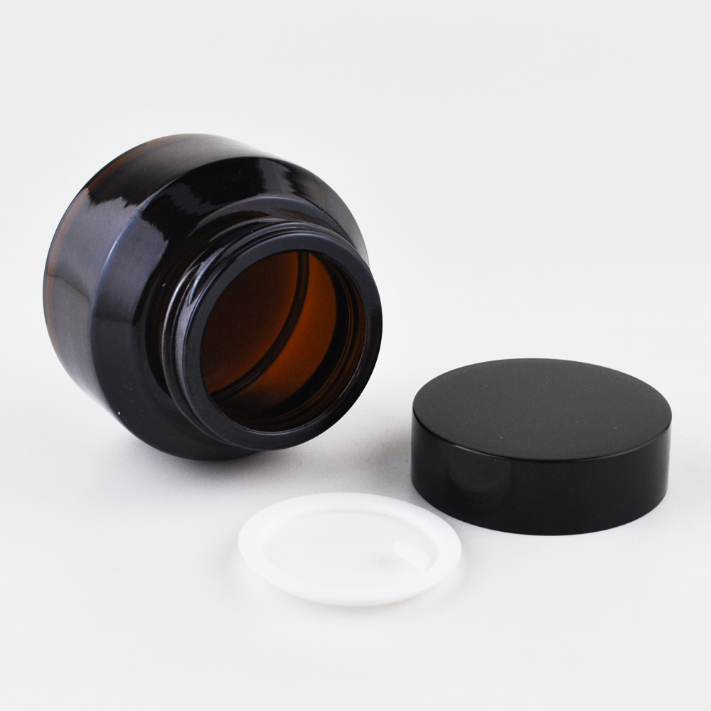 50ml cosmetic oblique shoulder luxury cream glass jar with metal lid