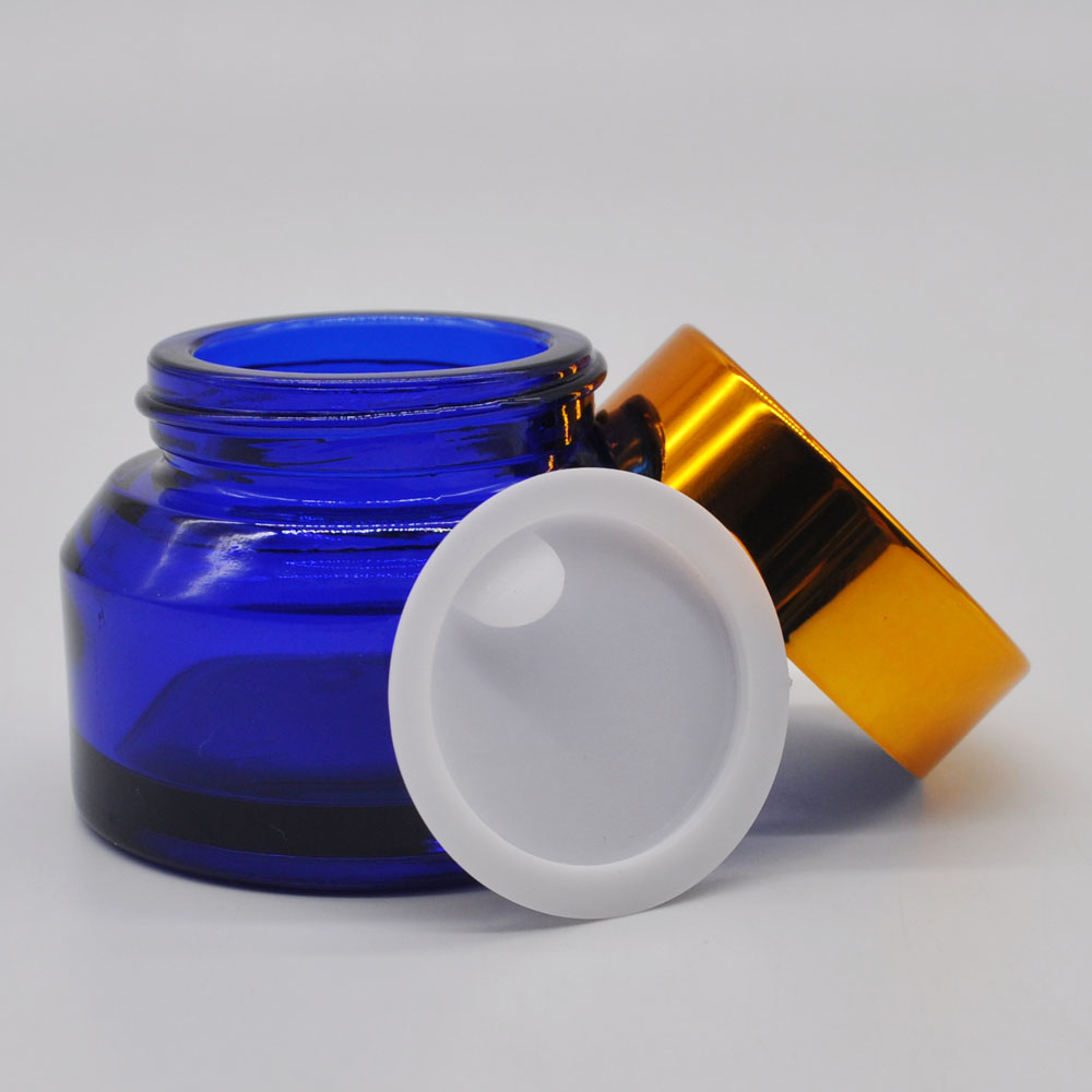 50ml cosmetic oblique shoulder luxury cream glass jar with metal lid
