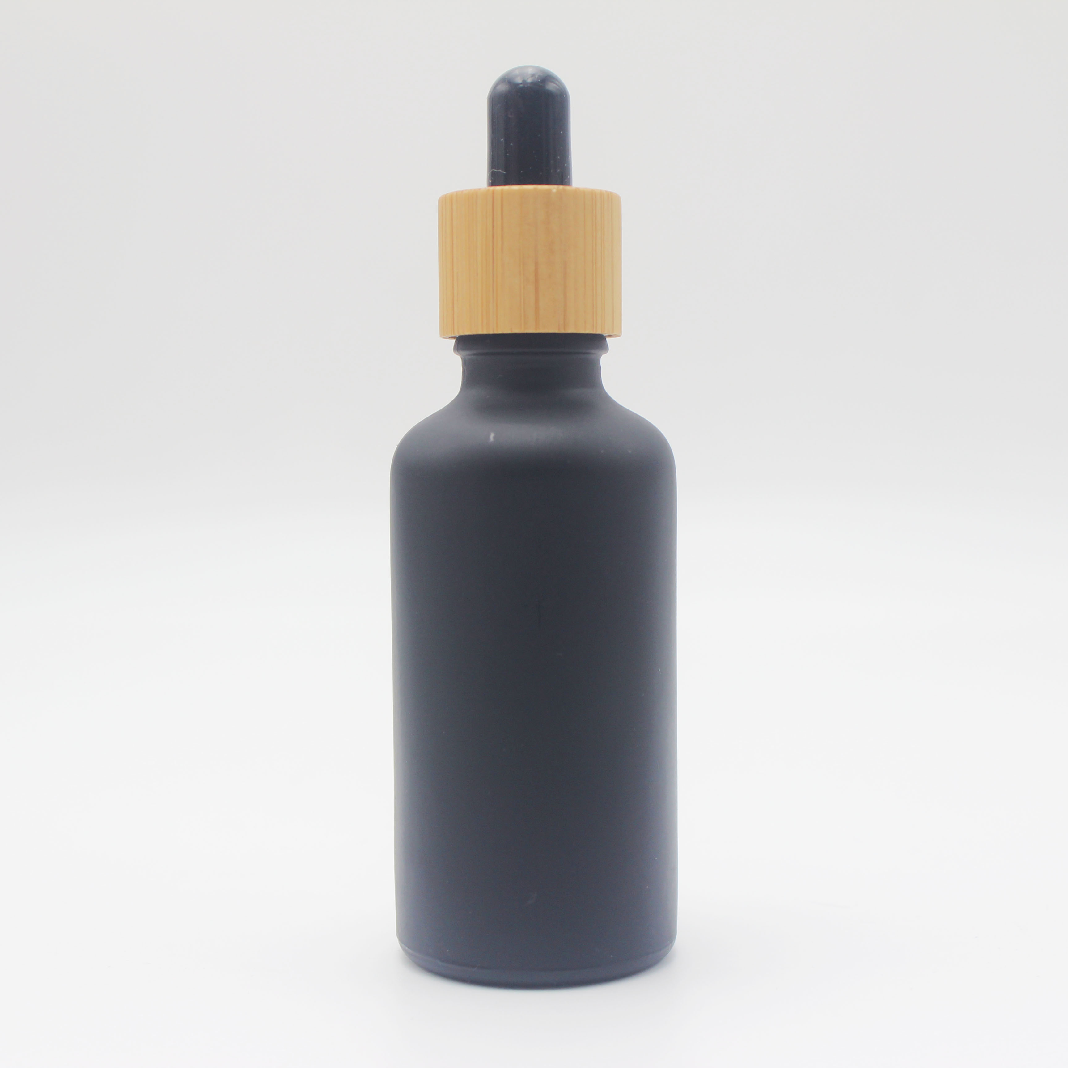 50ml e liquid matt black frosted glass dropper bottle with Bamboo dropper cap MRTS-027K