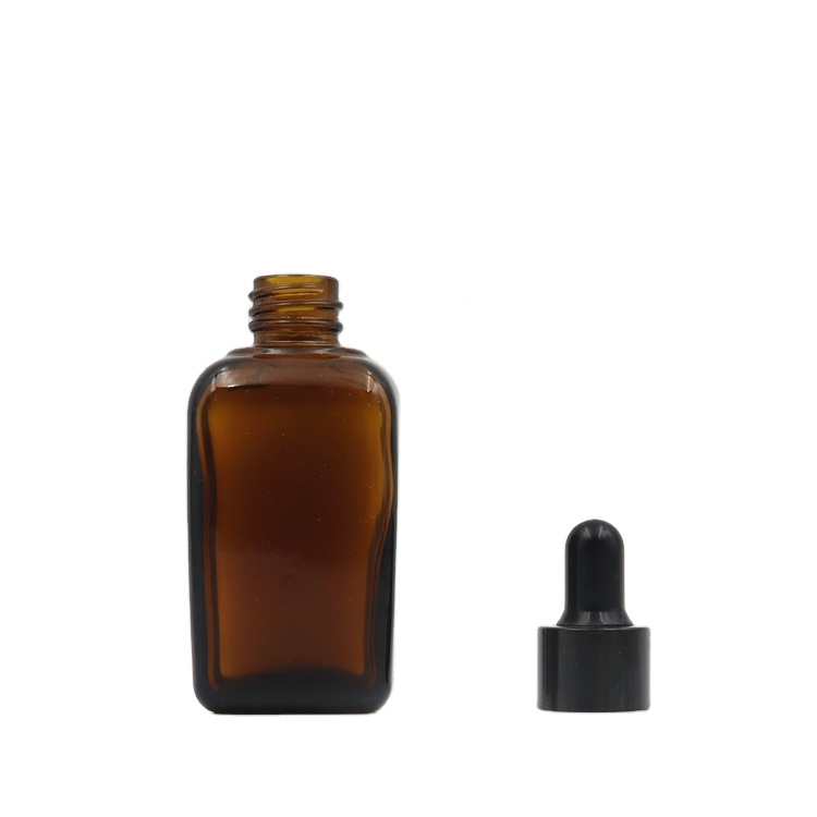 50ml empty amber dropper glass bottle square glass essential oil bottles