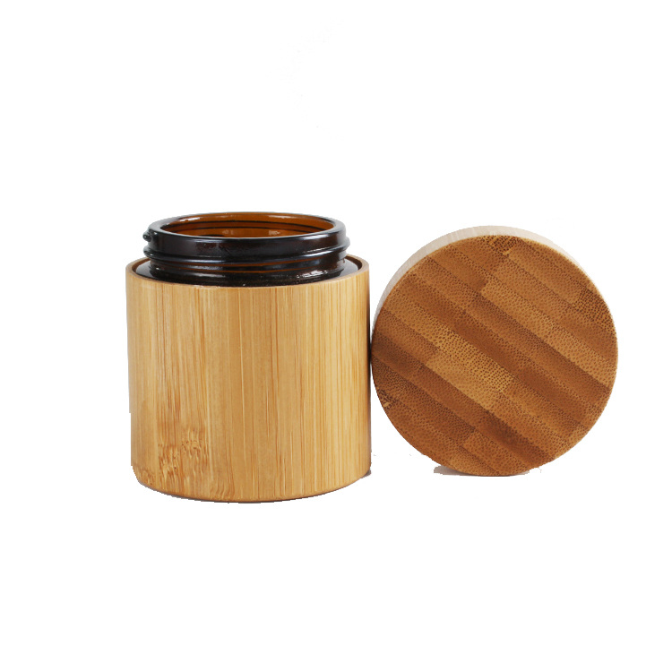 50ml empty bamboo glass jar glass jar customized packaging
