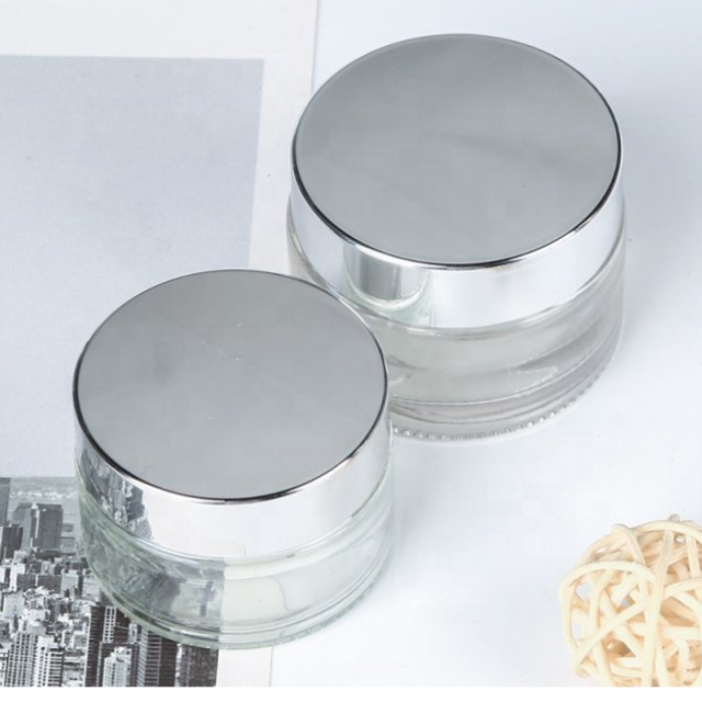 50ml empty clear glass cosmetic jars packaging cosmetics glass cream jar