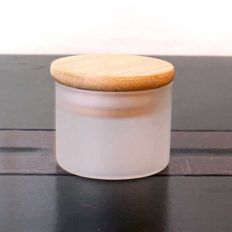 50ml frosted Borosilicate glass jars with bamboo lids for candle