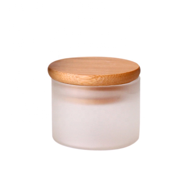 50ml frosted borosilicate Glass Food Storage Canister Jar Container With Airtight Bamboo Lid