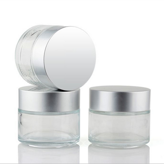 50ml frosted cream glass jar