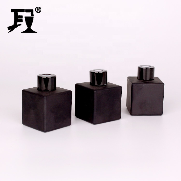 50ml glass aroma diffuser bottle matte black square glass bottles with black cap