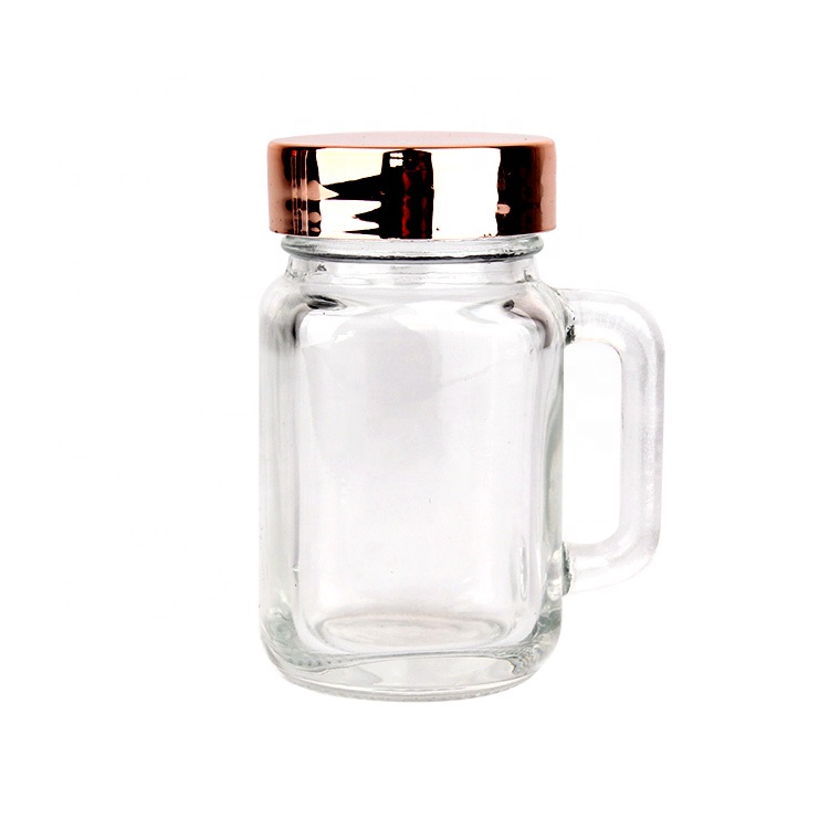50ml glass mason jar mugs for beer with golden plastic lid