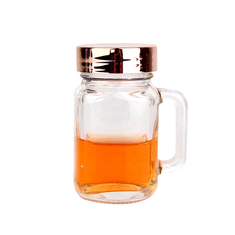 50ml glass mason jar mugs for beer with golden plastic lid