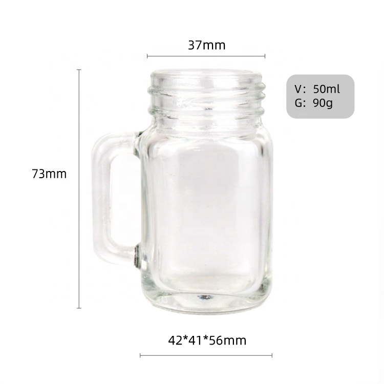 50ml glass mason jar mugs for beer with golden plastic lid