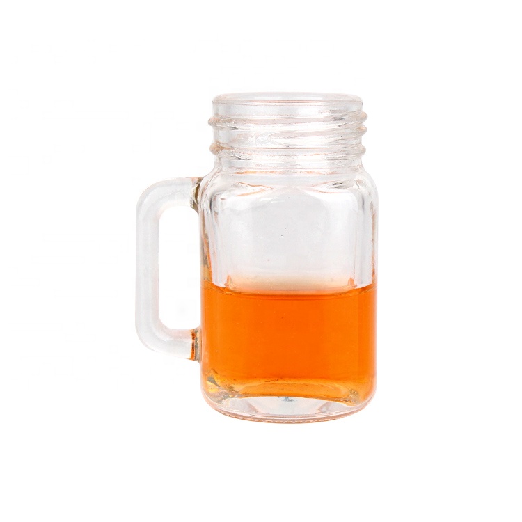 50ml glass mason jar mugs for beer with golden plastic lid