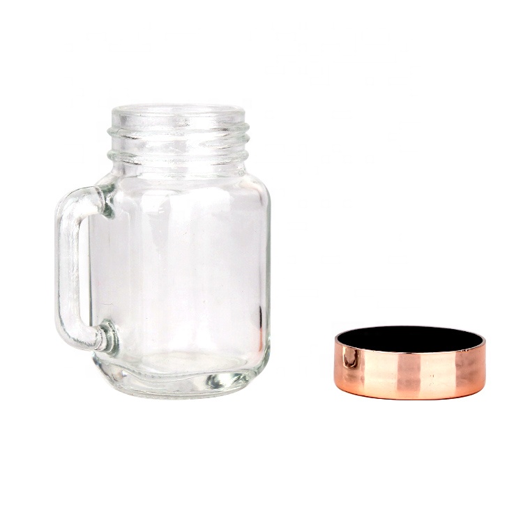 50ml glass mason jar mugs for beer with golden plastic lid