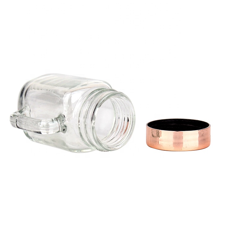 50ml glass mason jar mugs for beer with golden plastic lid