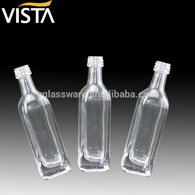 50ml high clear square glass vodka bottle