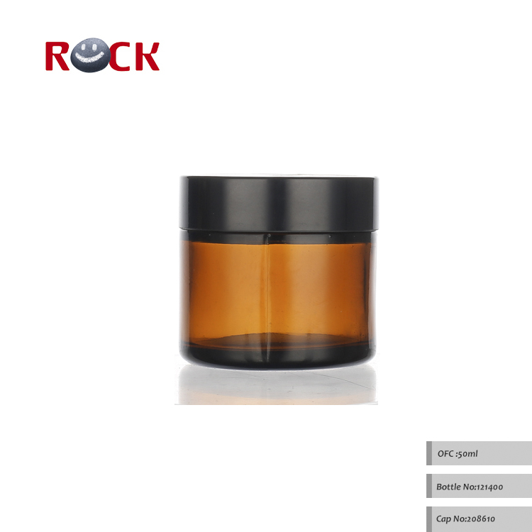 50ml luxury customized black glass cream jar for cosmetic packaging