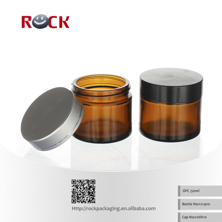 50ml luxury customized black glass cream jar for cosmetic packaging