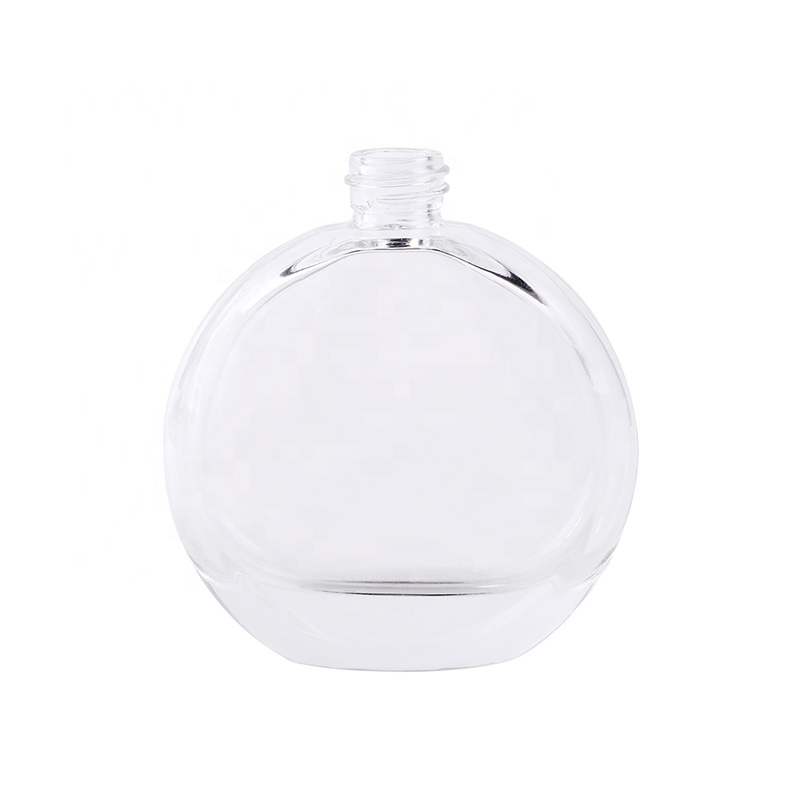 50ml luxury flat round transparent empty serum glass dropper bottle essential oil bottles