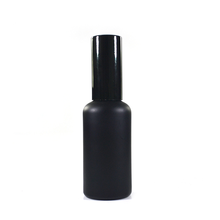 50ml matt frosted black glass essential oil perfume bottle with mist spray lid in stock