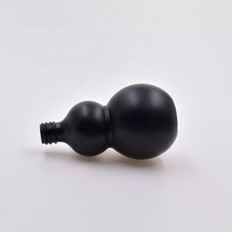 50ml matte black gourd cucurbit shape glass bottle for essential oil serum cosmetics packaging container with dropper pump cap