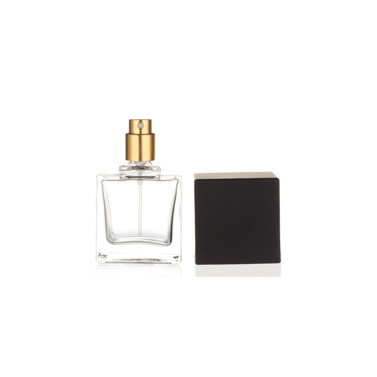 50ml men square perfume spray bottle with black cap