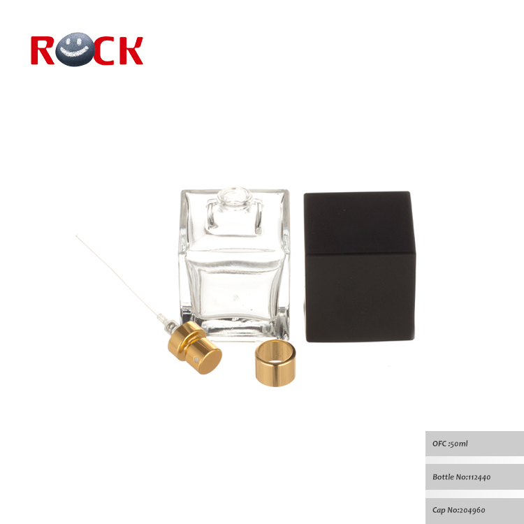 50ml men square perfume spray bottle with black cap