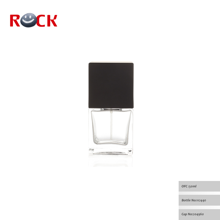 50ml men square perfume spray bottle with black cap