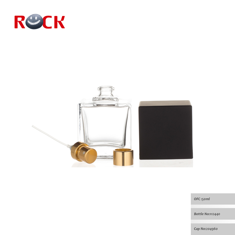 50ml men square perfume spray bottle with black cap