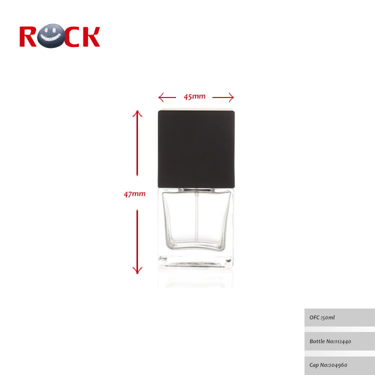 50ml men square perfume spray bottle with black cap