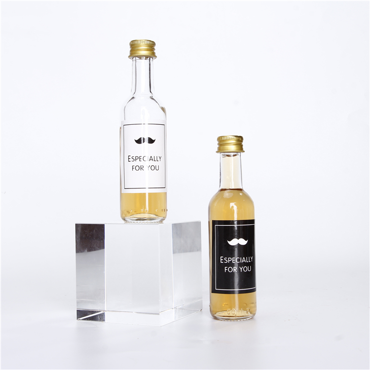 50ml mini thin bottle with wide thread golden metal cap