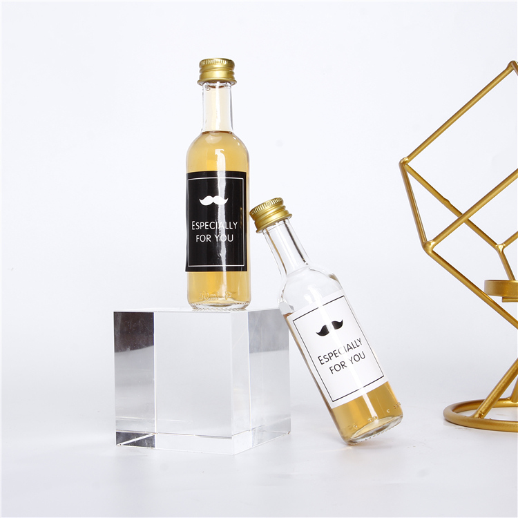 50ml mini thin bottle with wide thread golden metal cap