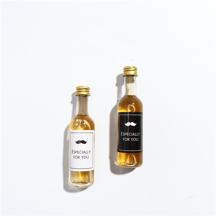 50ml mini thin bottle with wide thread golden metal cap
