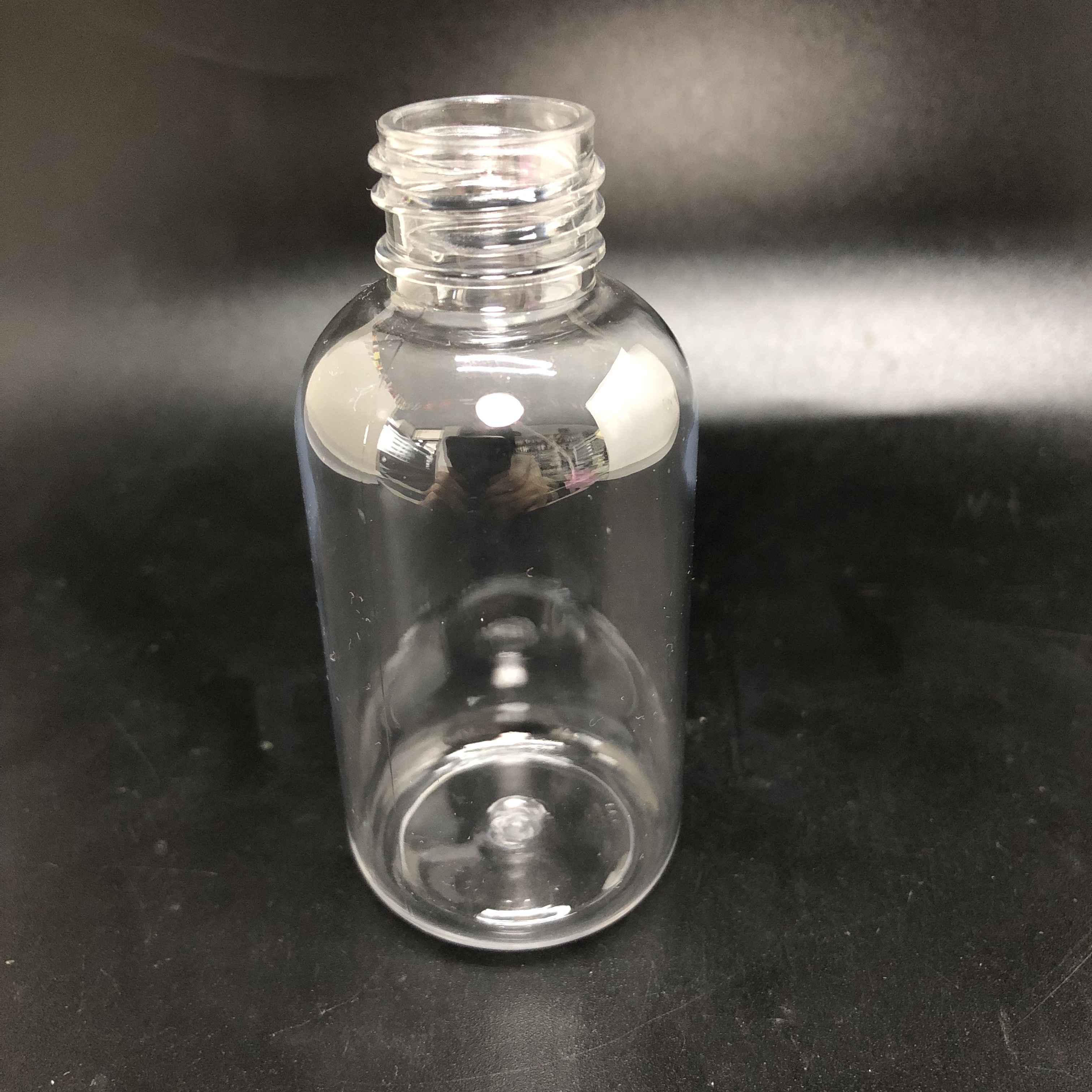 50ml pharmaceutical clear plastic bottle with 20mm white ribbed lotion pump