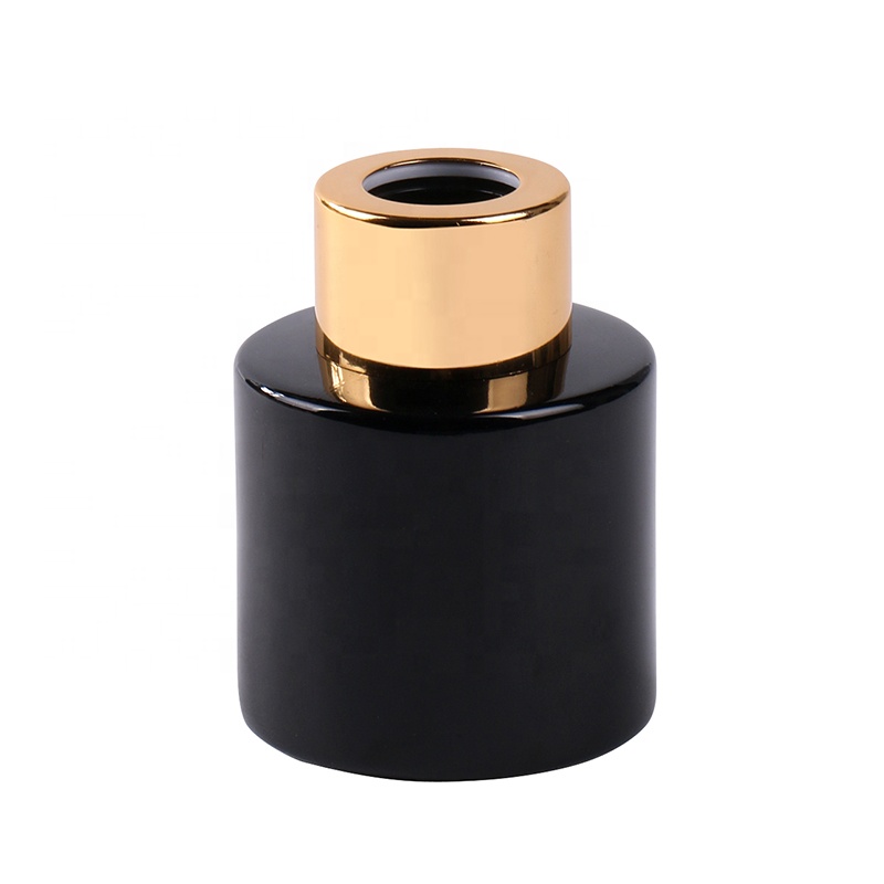 50ml round shiny black glass reed diffuser bottle