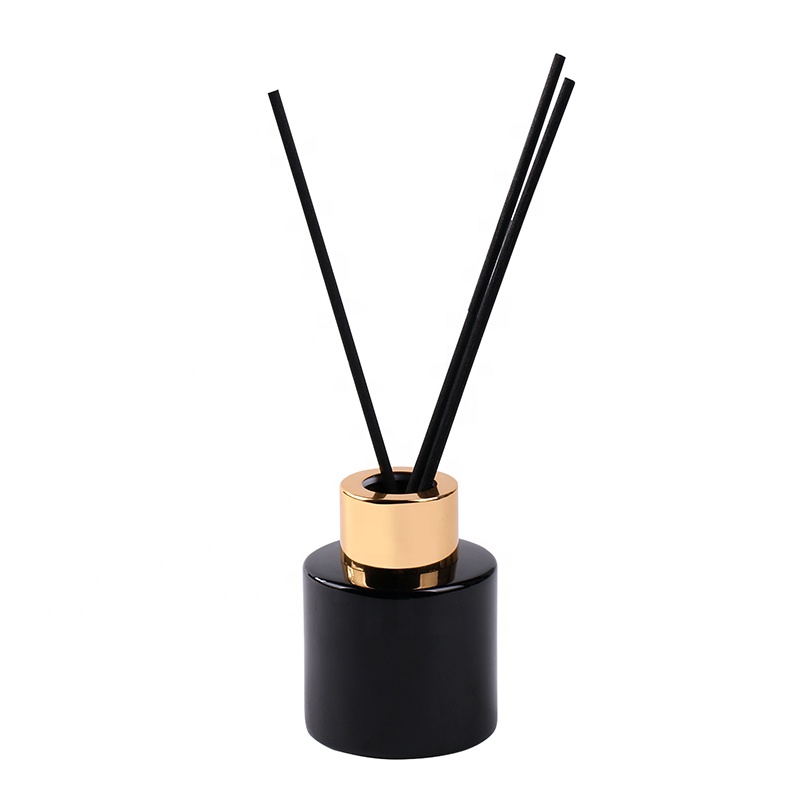 50ml round shiny black glass reed diffuser bottle