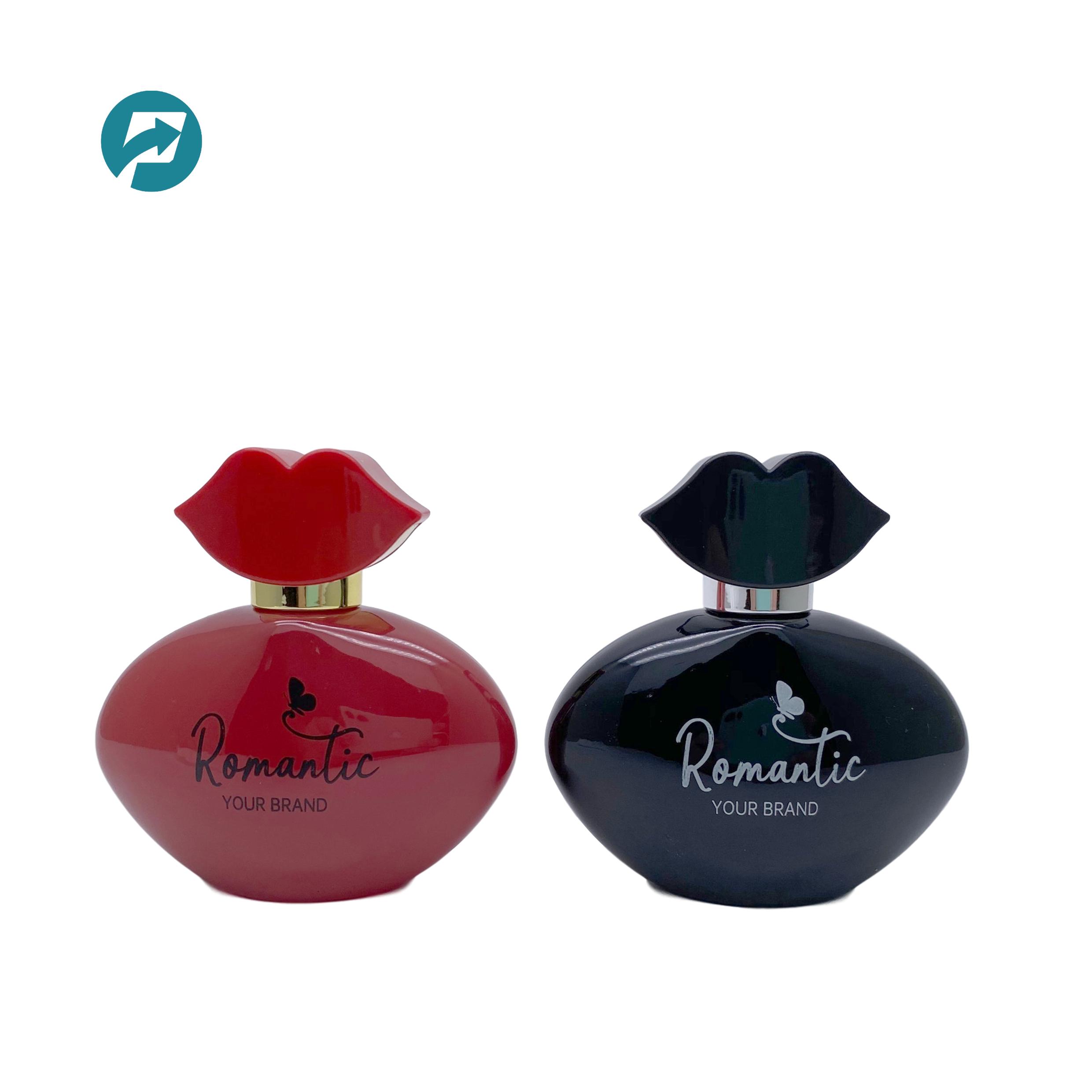 50ml sexy glass perfume bottle with lips shape cap