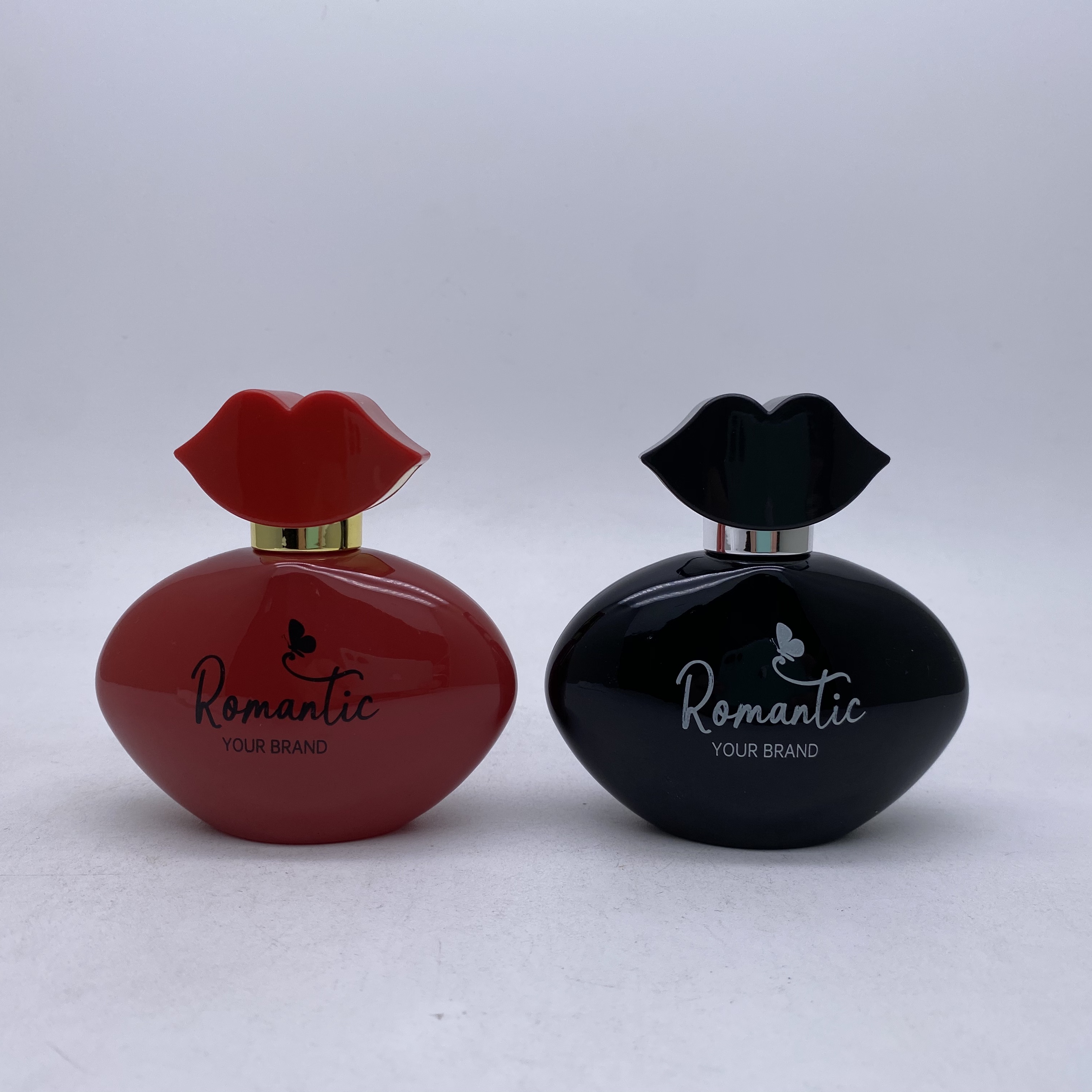 50ml sexy glass perfume bottle with lips shape cap
