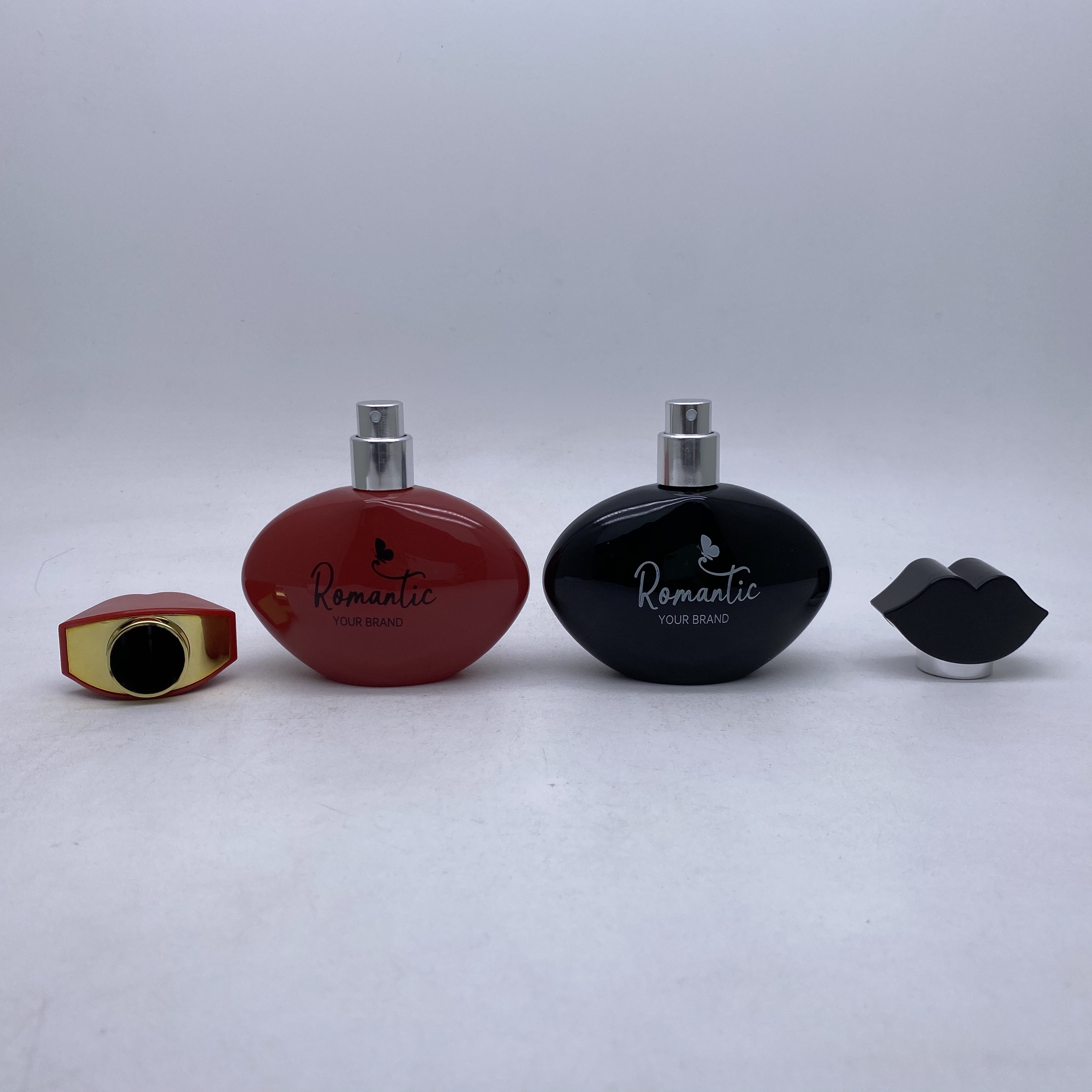 50ml sexy glass perfume bottle with lips shape cap