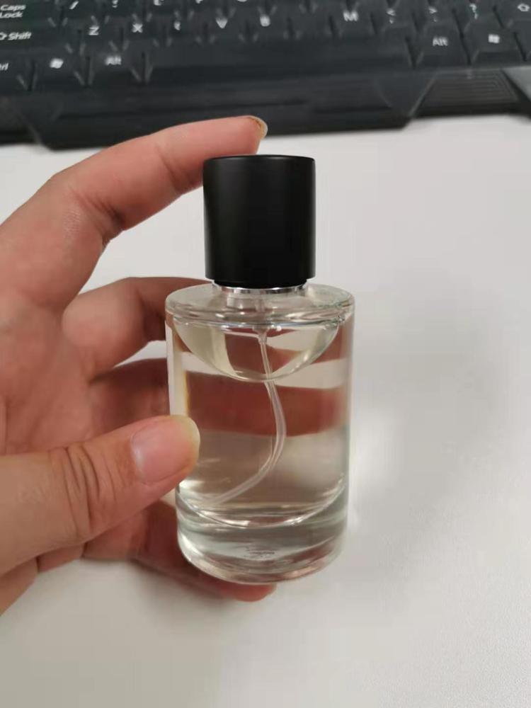 50ml simple elegant glass perfume bottle perfume spray bottle with embossed logo and thick bottom